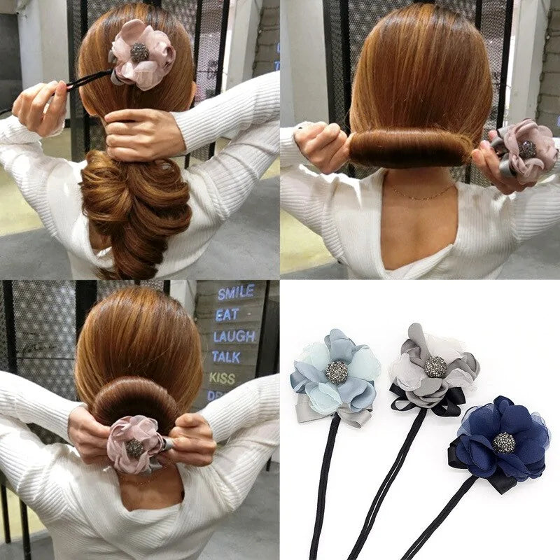 Pearl Flower Magic Bun Maker - DIY Hairstyle Tool for Women and Girls