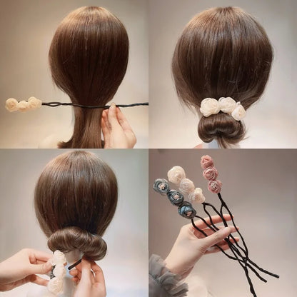 Pearl Flower Magic Bun Maker - DIY Hairstyle Tool for Women and Girls